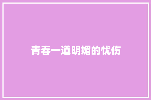 青春一道明媚的忧伤