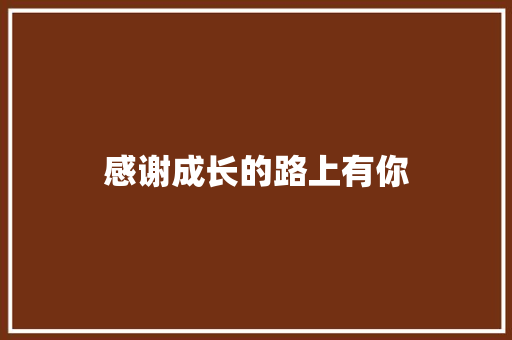 感谢成长的路上有你