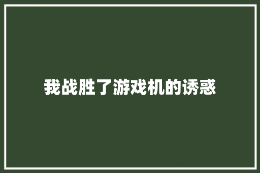 我战胜了游戏机的诱惑