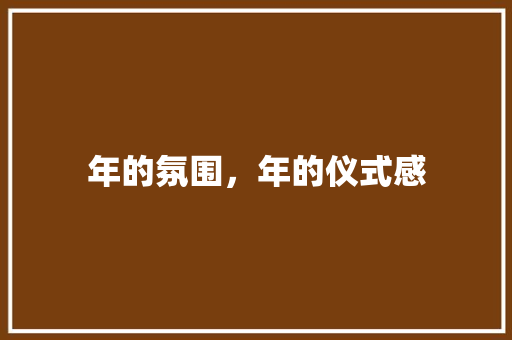 年的氛围，年的仪式感
