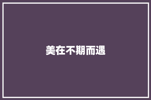 美在不期而遇