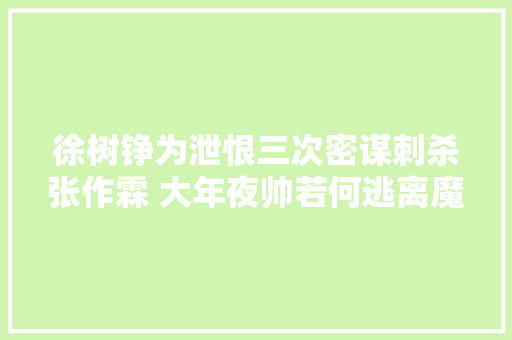 徐树铮为泄恨三次密谋刺杀张作霖 大年夜帅若何逃离魔掌 汽车知识