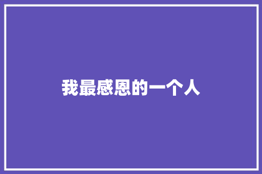 我最感恩的一个人