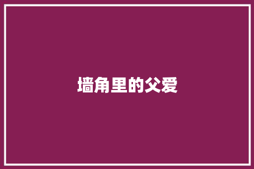 墙角里的父爱