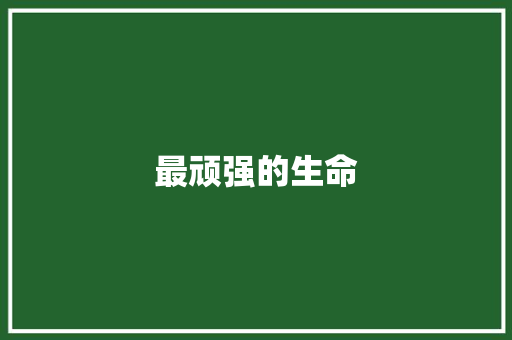 最顽强的生命