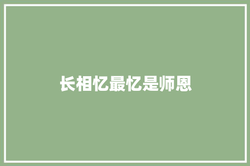 长相忆最忆是师恩