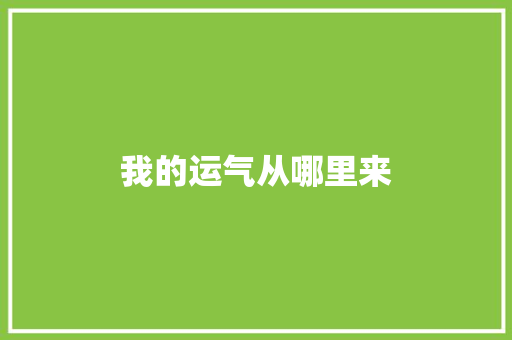 我的运气从哪里来