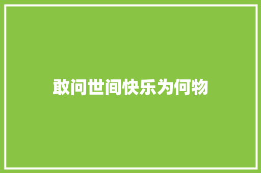 敢问世间快乐为何物
