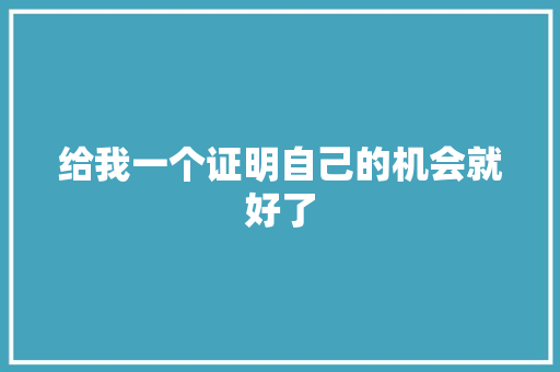 给我一个证明自己的机会就好了