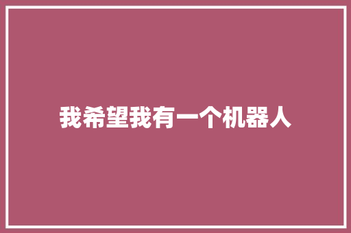 我希望我有一个机器人