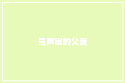 骂声里的父爱