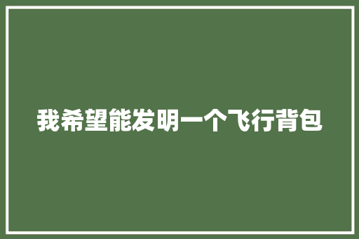 我希望能发明一个飞行背包