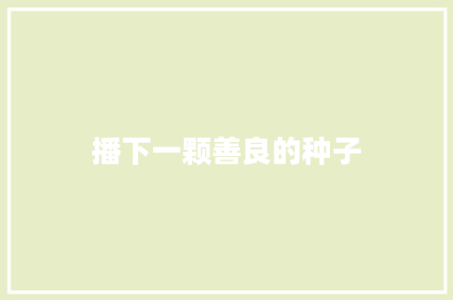 播下一颗善良的种子