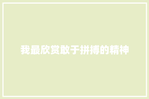 我最欣赏敢于拼搏的精神