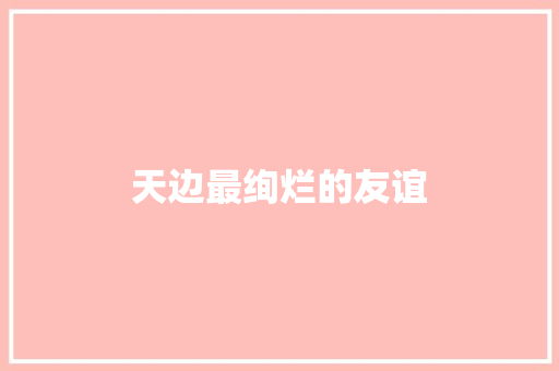 天边最绚烂的友谊