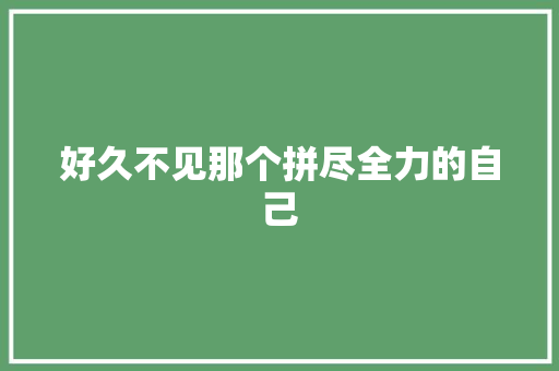 好久不见那个拼尽全力的自己