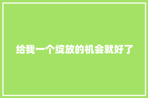 给我一个绽放的机会就好了