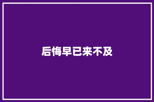 后悔早已来不及