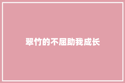 翠竹的不屈助我成长