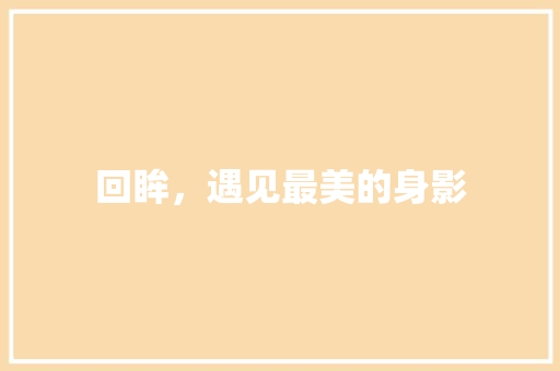 回眸，遇见最美的身影