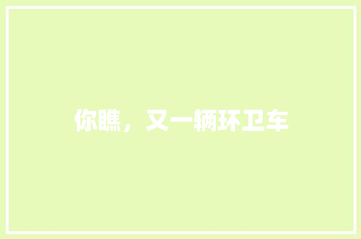 你瞧，又一辆环卫车