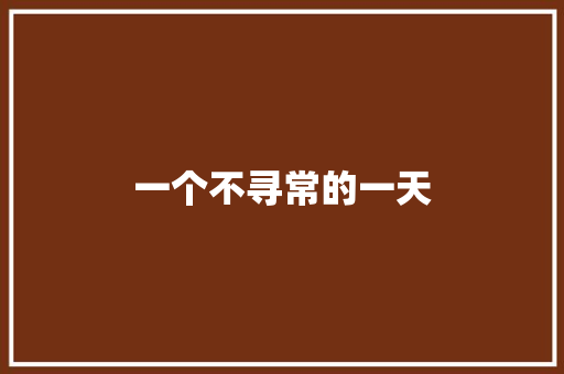 一个不寻常的一天