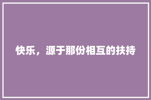 快乐，源于那份相互的扶持