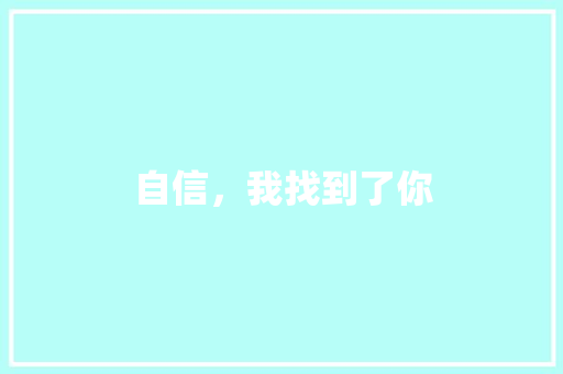 自信，我找到了你