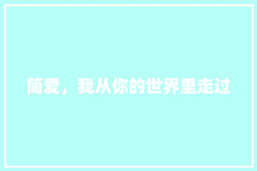 简爱，我从你的世界里走过