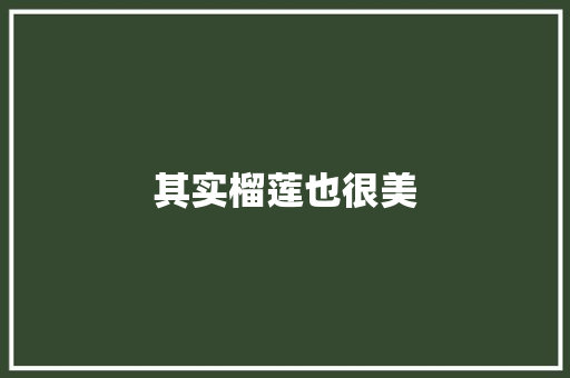 其实榴莲也很美