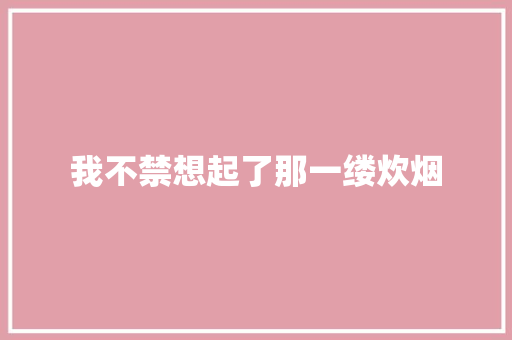 我不禁想起了那一缕炊烟