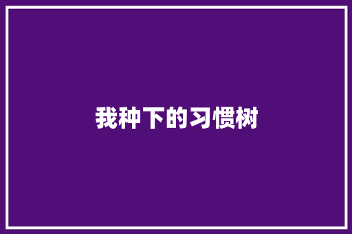 我种下的习惯树