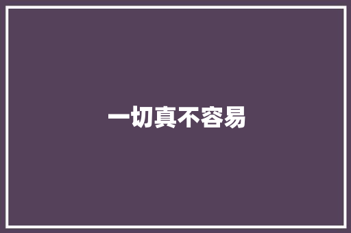一切真不容易