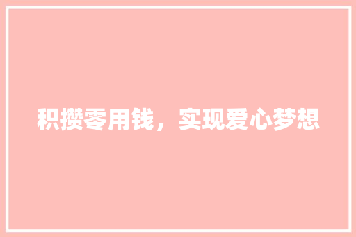 积攒零用钱，实现爱心梦想