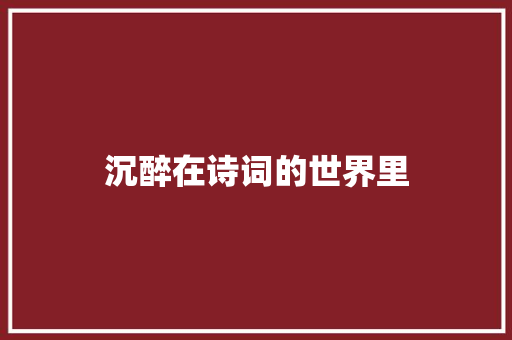 沉醉在诗词的世界里