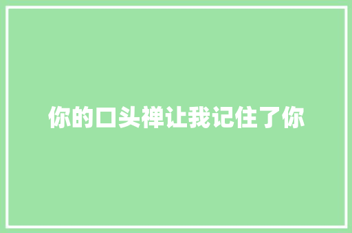 你的口头禅让我记住了你