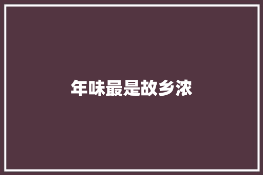 年味最是故乡浓