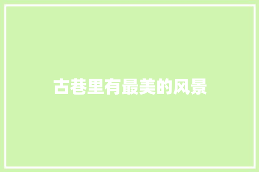 古巷里有最美的风景 知识百科