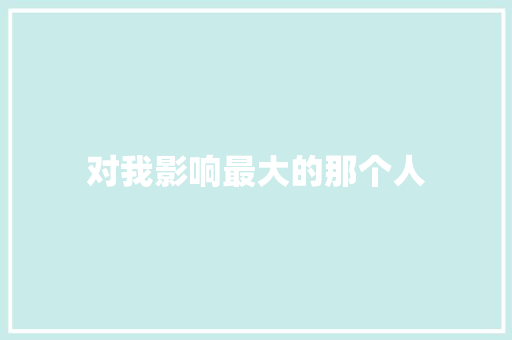 对我影响最大的那个人