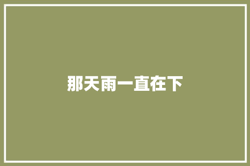 那天雨一直在下