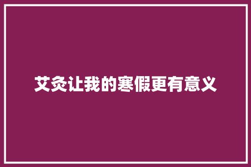 艾灸让我的寒假更有意义
