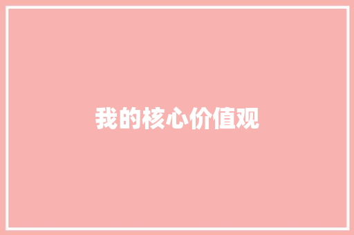 我的核心价值观