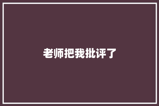 老师把我批评了