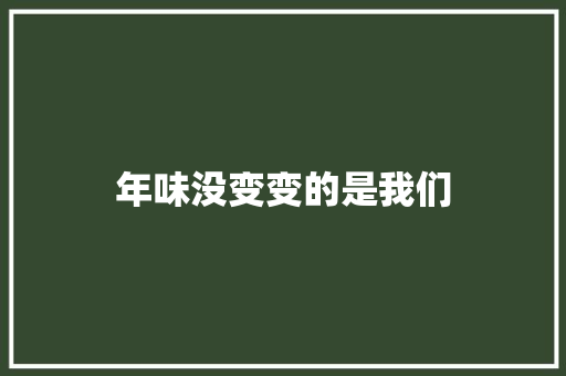 年味没变变的是我们