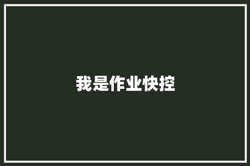 我是作业快控