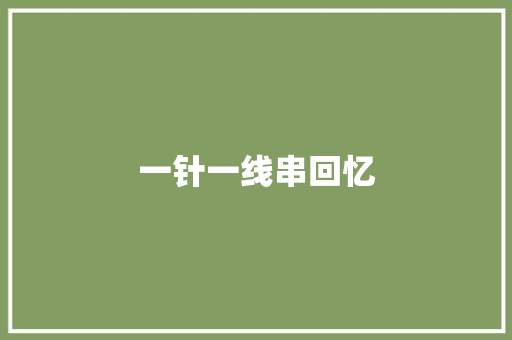 一针一线串回忆