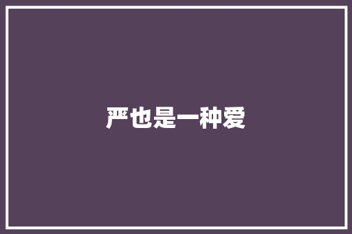 严也是一种爱