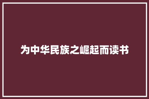 为中华民族之崛起而读书