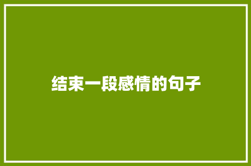 结束一段感情的句子