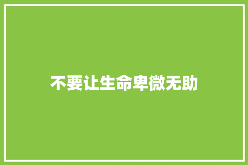 不要让生命卑微无助
